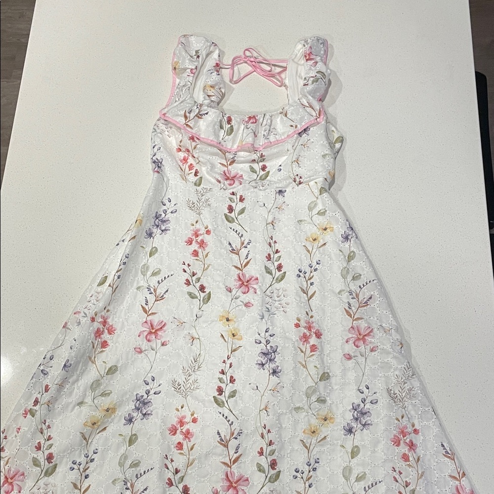 Petal & Pup Floral Sleeveless Dress with Pink Accents